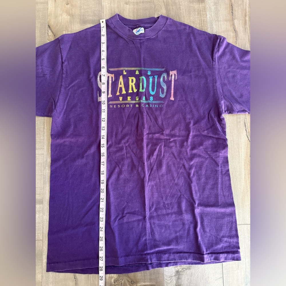Vintage Shirt Short Sleeve Las‎ Vegas Stardust Resort Hanes Beefy-T Large Purple - Picture 8 of 10